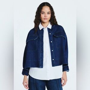 NWT Women's Cropped button down long sleeve Denim Jacket